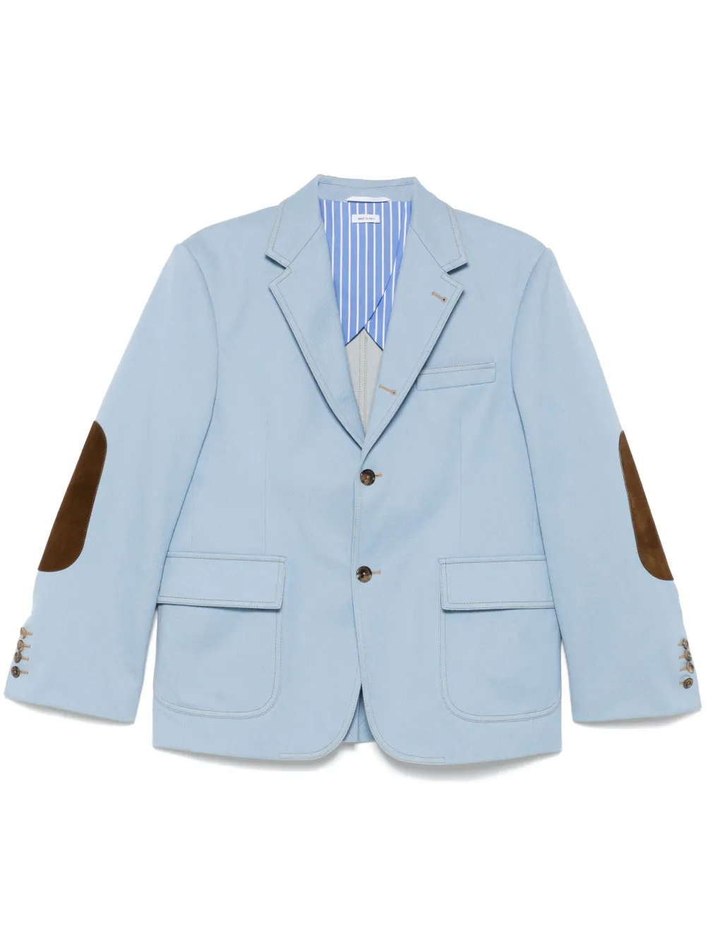 

Джинсовый блейзер с нашивками на локтях THOM BROWNE, синий