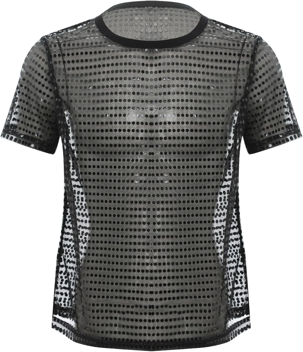 

Мужская футболка Vxuxlje с пайетками и сеткой, круглый вырез, короткий рукав