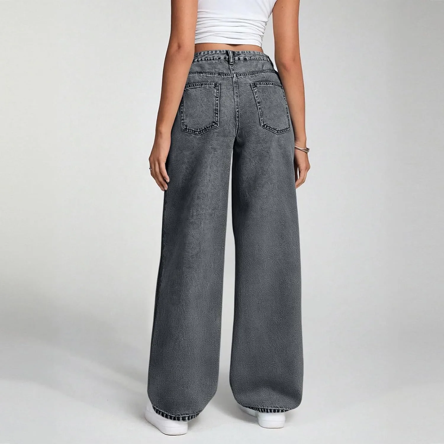 Растягивающиеся широкие джинсы для женщин Relaxed Fit Straight Leg — фото 3