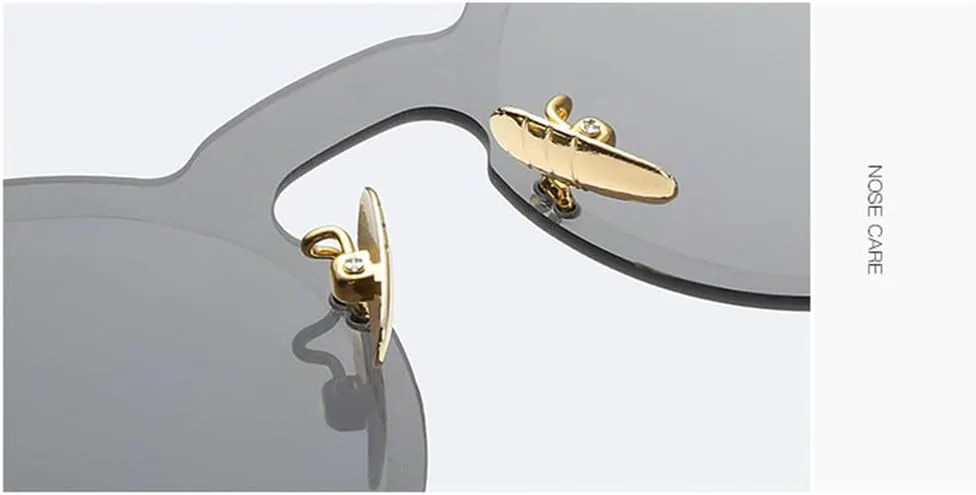 

Женские солнцезащитные очки без оправы, круглые, в ретро-стиле, с градиентной металлической оправой, мужские очки с защитой от УФ-излучения UV400 HDUBFY, 6