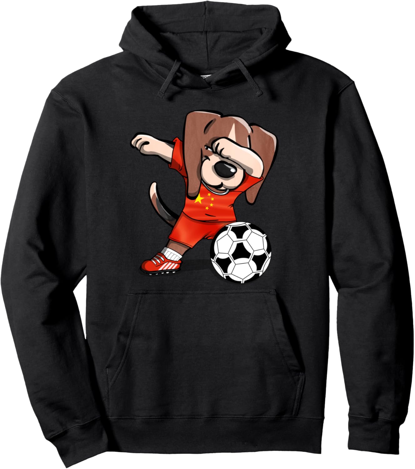 

Забавная толстовка с изображением собаки породы бигль, танцующей даб, забавная толстовка с изображением собаки породы бигль, занимающейся китайским футболом и носящей китайский флаг Teeisle China Football, черный