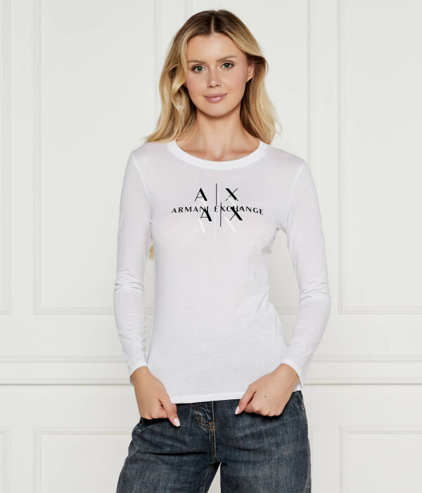 

Лонгслив женский Armani Exchange с фирменным принтом, белый