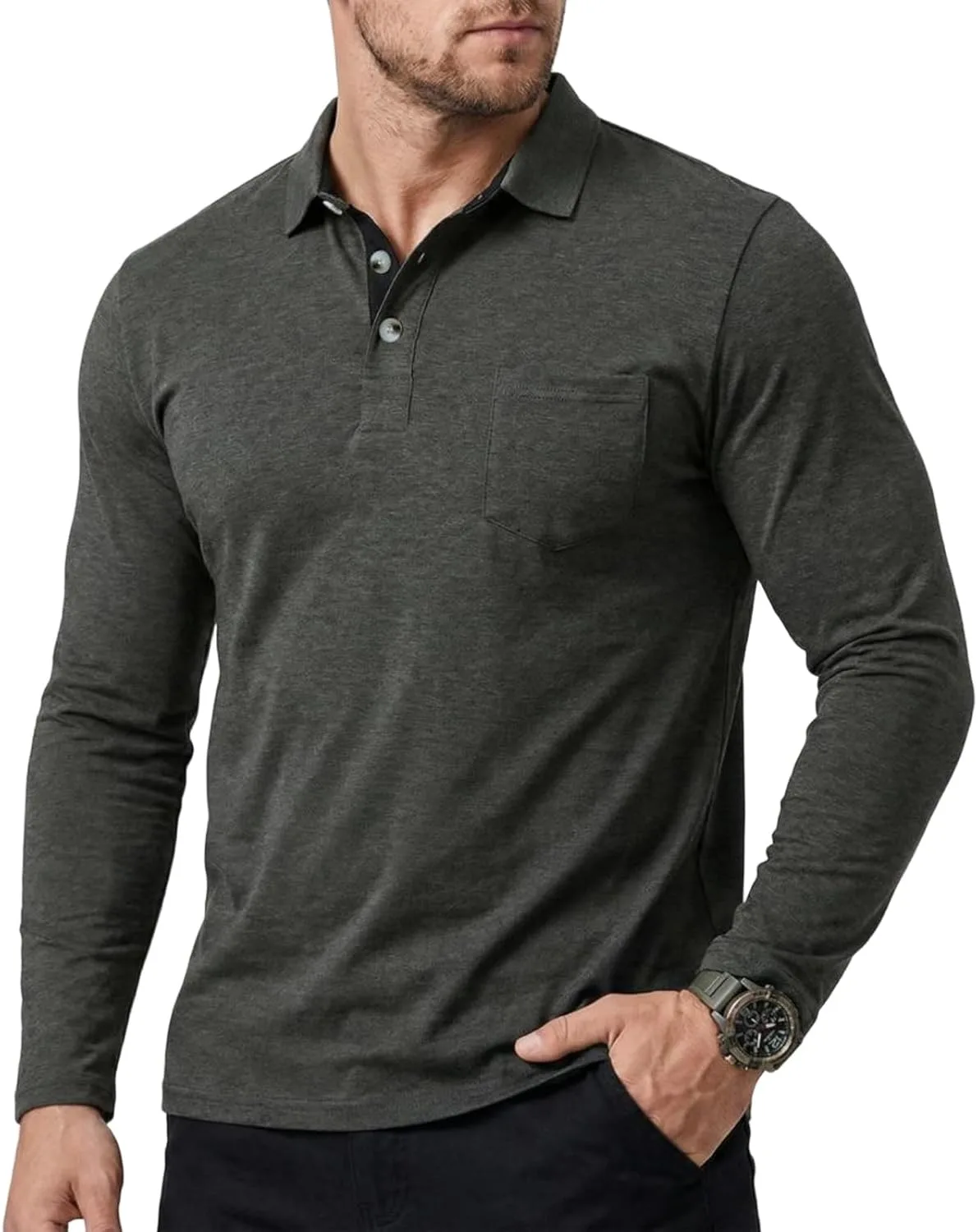 

Длинный поло для мужчин классический с карманом