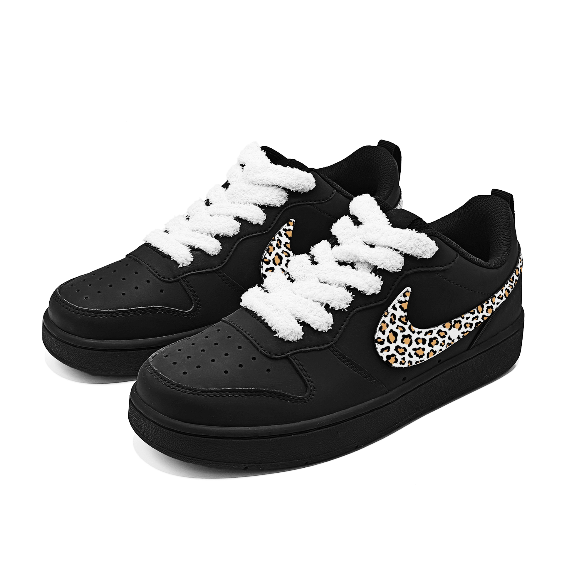 Nike Court Borough Cheetah Cub Slip Resistant Low top Kids' Skateboarding Shoes Black Teenagers — фото 4
