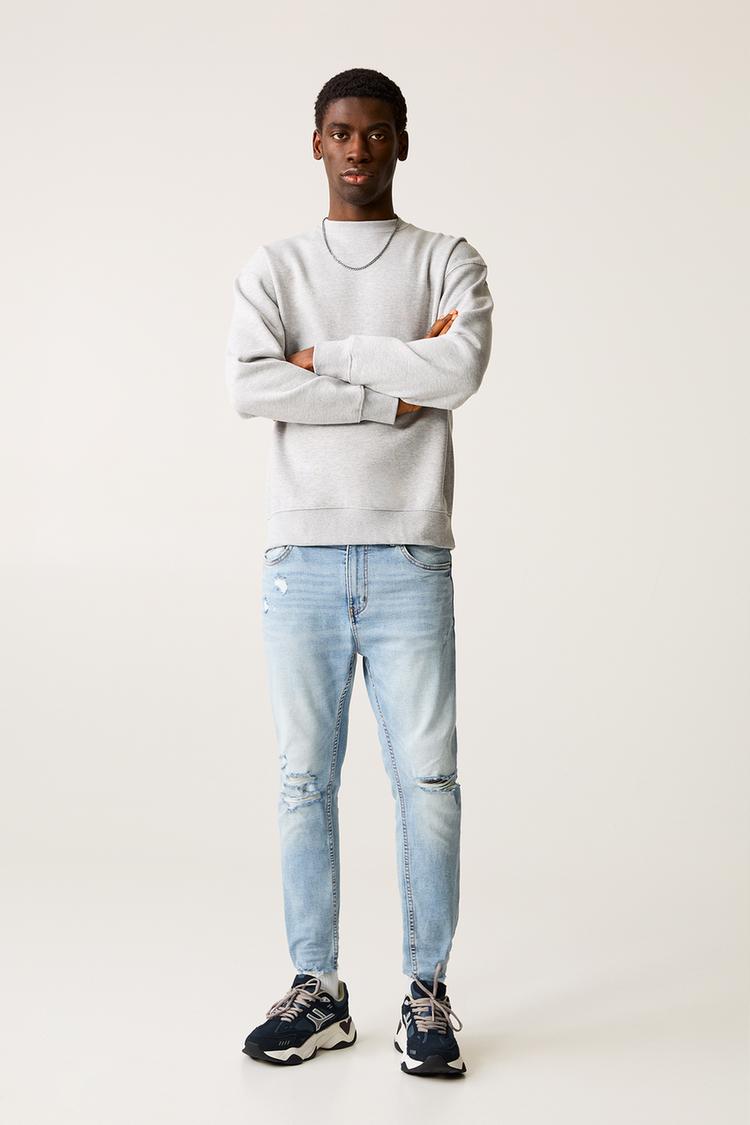 

Джинсы с рваными краями Pull And Bear, индиго