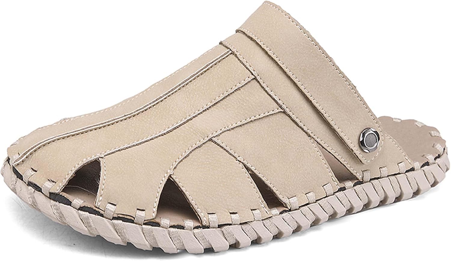 

Мужские походные сандалии, модные дышащие сандалии, шлепанцы, клои, садовая обувь, повседневная уличная обувь с закрытым носком, пляжная обувь, регулируемая, два способа ношения Generic, хаки