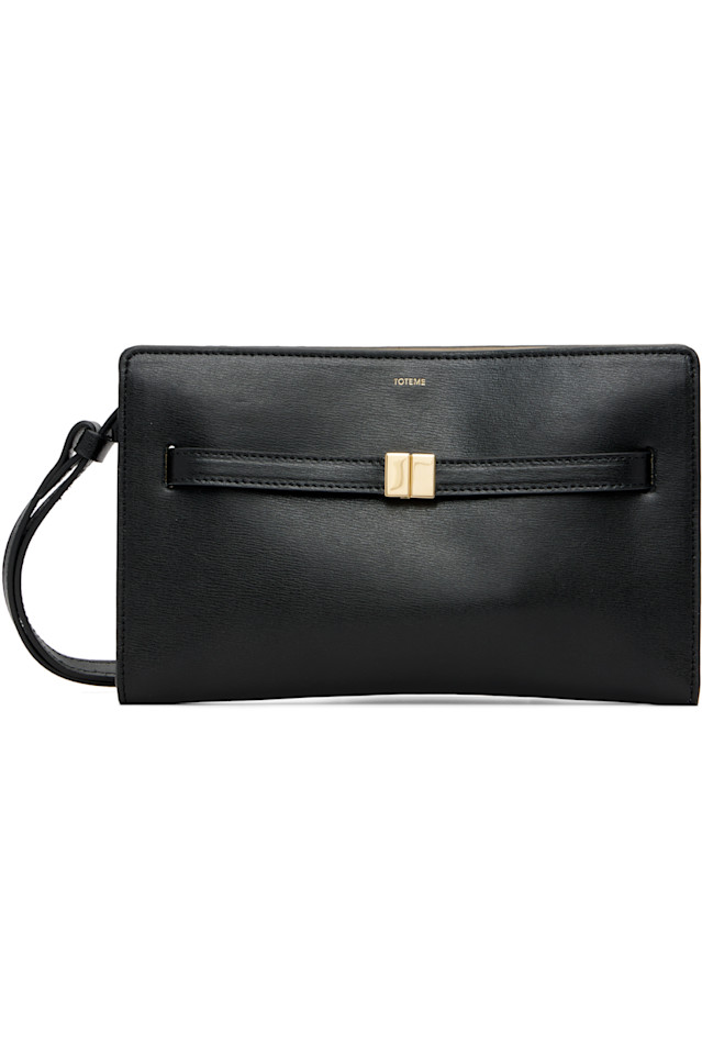 

Кожаная сумка через плечо с ремнем Toteme, черный