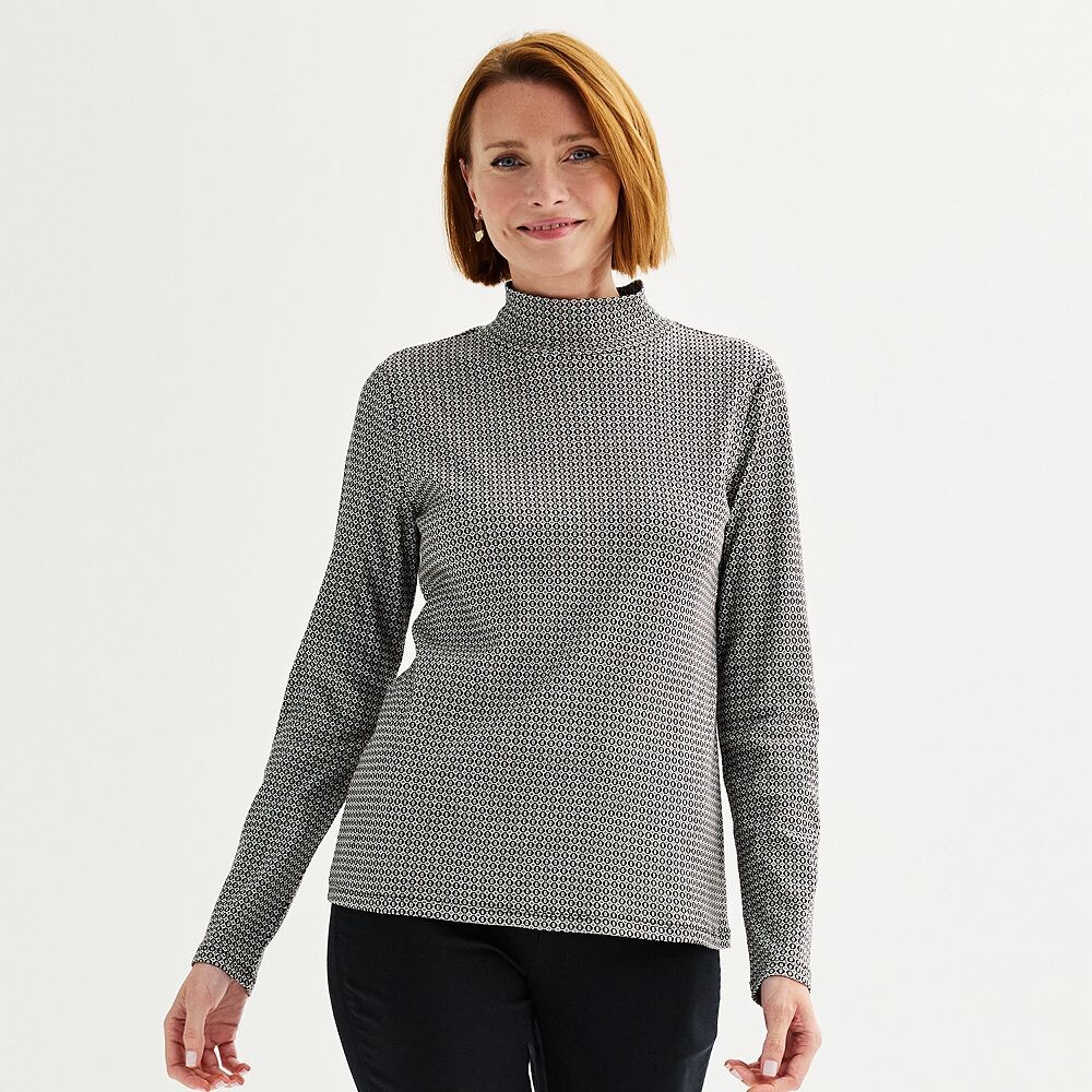 

Женский топ с длинным рукавом Croft & Barrow Essential, цвет Brown Oval Geo