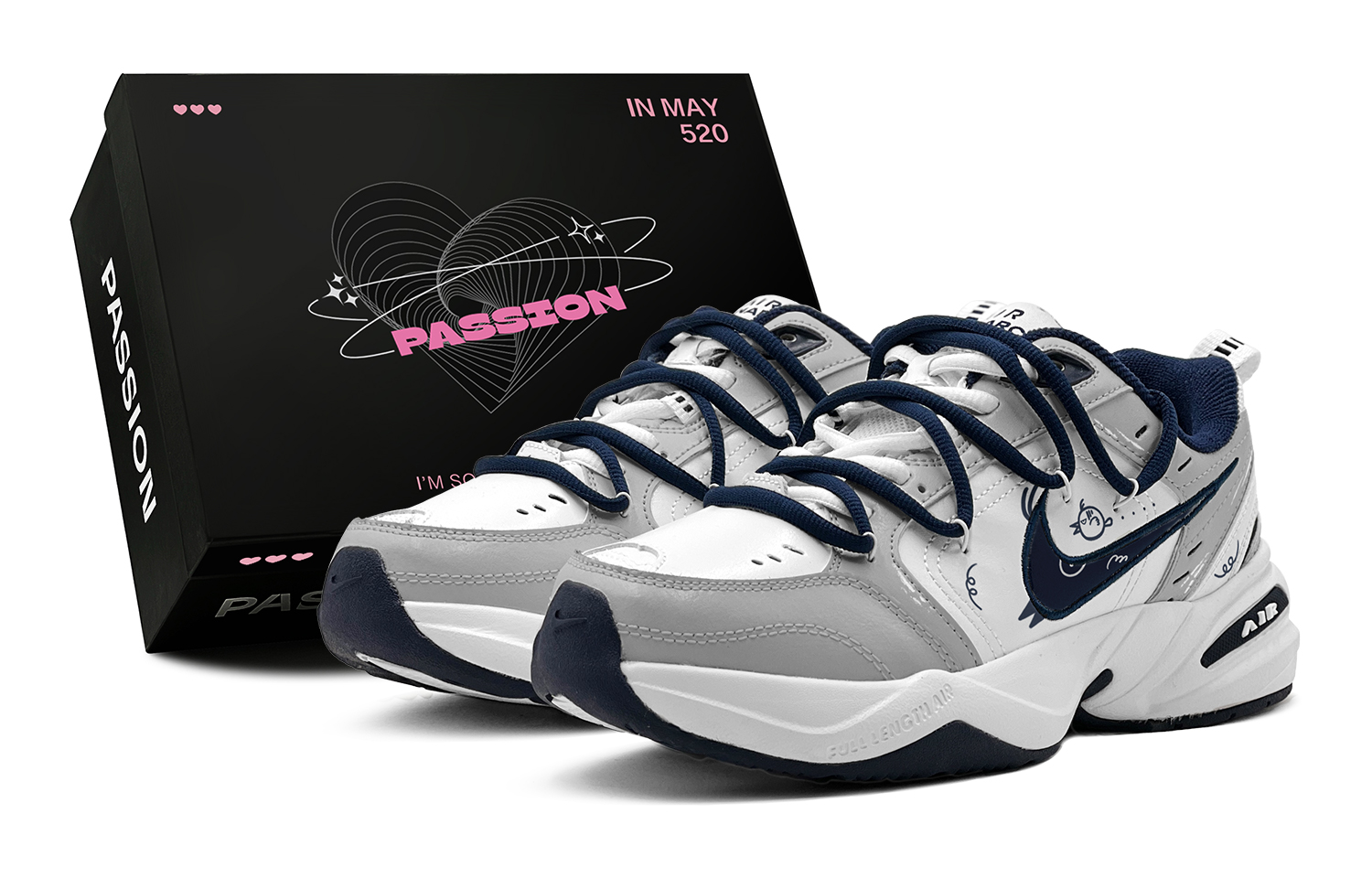

Nike Air Monarch 4 устойчивые к истиранию противоскользящие низкие массивные кроссовки унисекс сине-серый, цвет Blue Gray