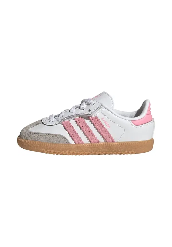 Кроссовки детские Adidas Originals Samba OG, бело-розовые с бежевой подошвой