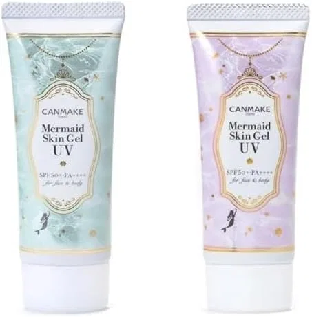Набор солнцезащитных гелей Mermaid Skin Gel UV SPF50++++ Canmake CICA Mint 40g Pure Purple