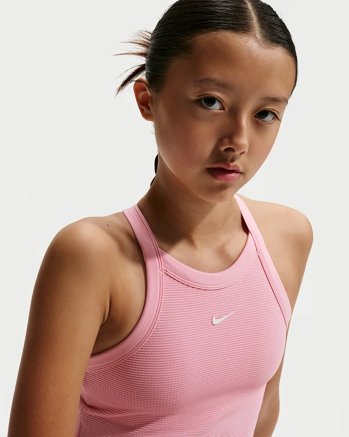 Девичья майка Nike с высоким воротом, Medium Soft Pink/White — фото 3