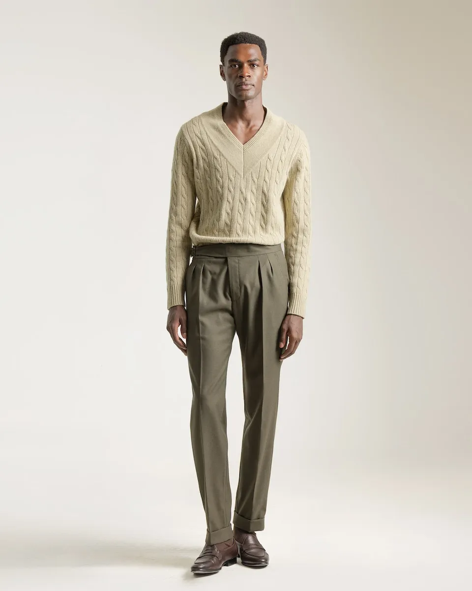 

Мужские брюки гуркха слим фит темно-зеленого цвета PuroEgo