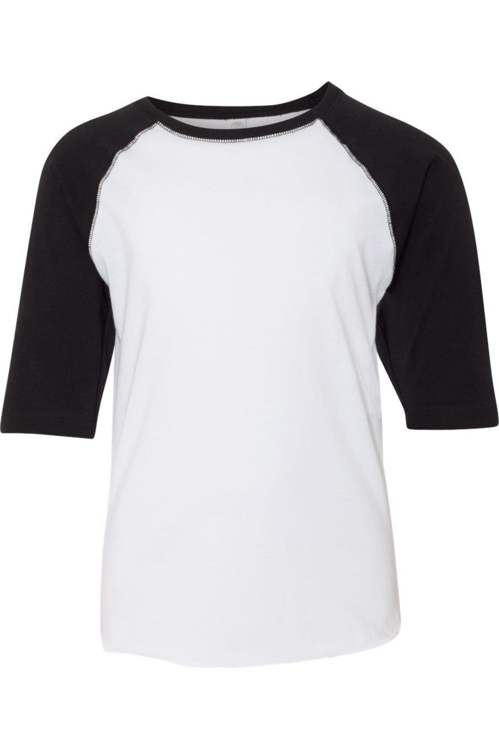 

Футболка бейсбольная молодежная LAT Fine Jersey с рукавом три четверти, цвет white solid/ black