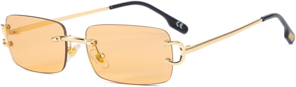 

Солнцезащитные очки без оправы с закругленными краями для женщин, защита от УФ-излучения UV400, модные солнцезащитные очки для мужчин, без оправы, узкая оправа TYUVIVO, C4