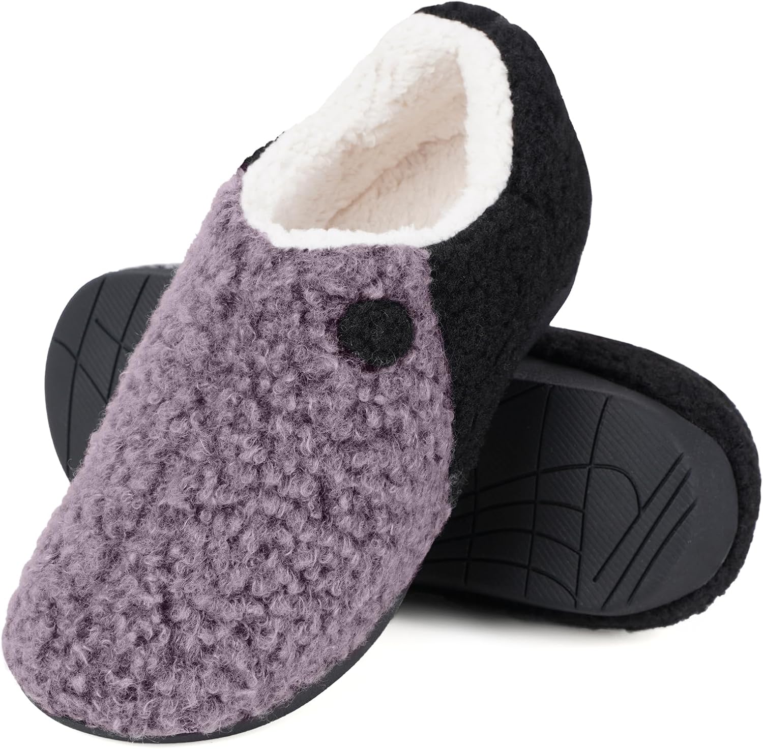 

Ортопедические тапочки ERGOfoot с поддержкой свода стопы для женщин и мужчин - мягкие домашние тапочки с облегчением при подошвенном фасците, закрытая пятка, мягкая подкладка из шерпы, фиолетовый