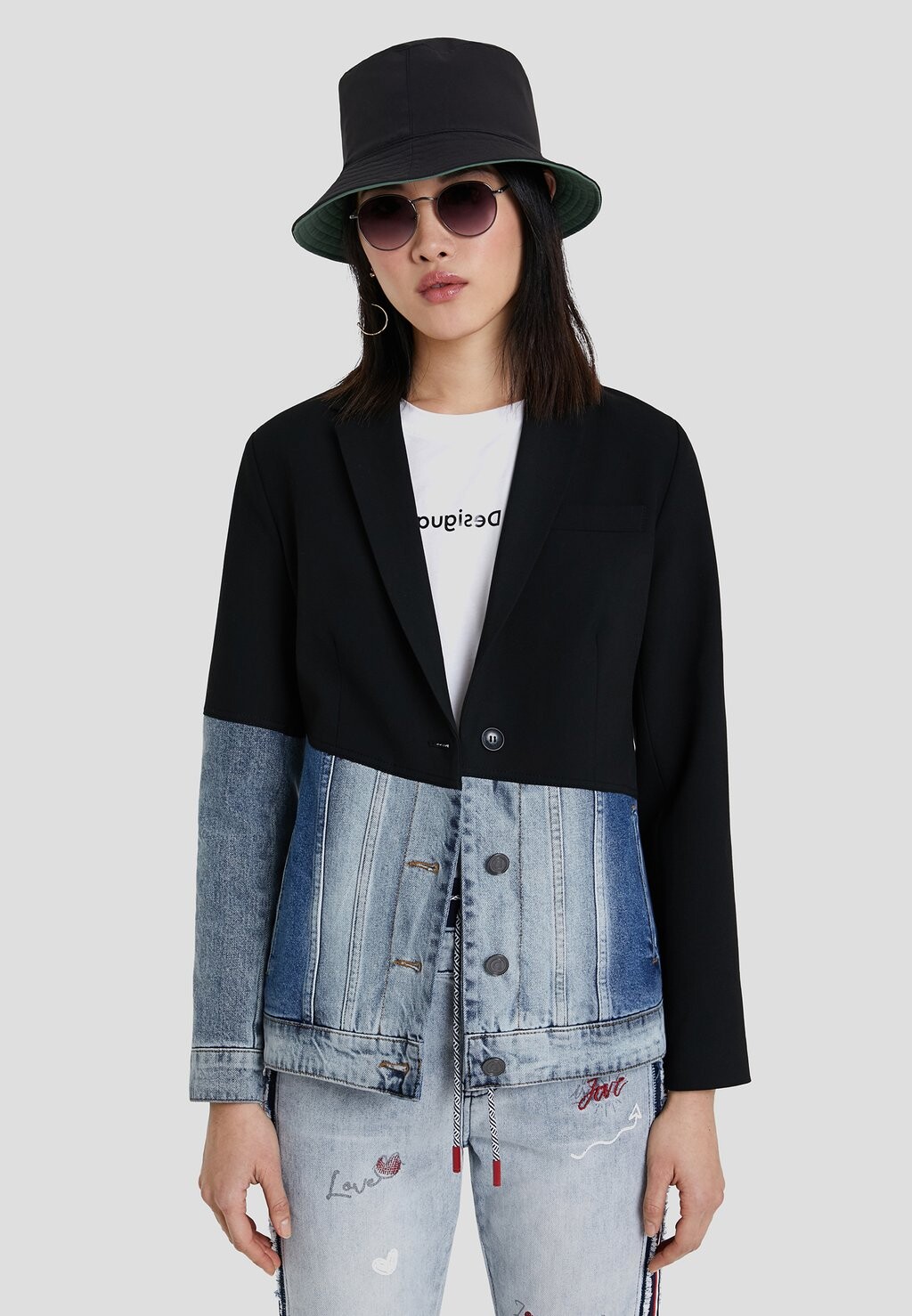 

Пиджак Desigual SLIM HYBRID BIMATERIAL, цвет Black