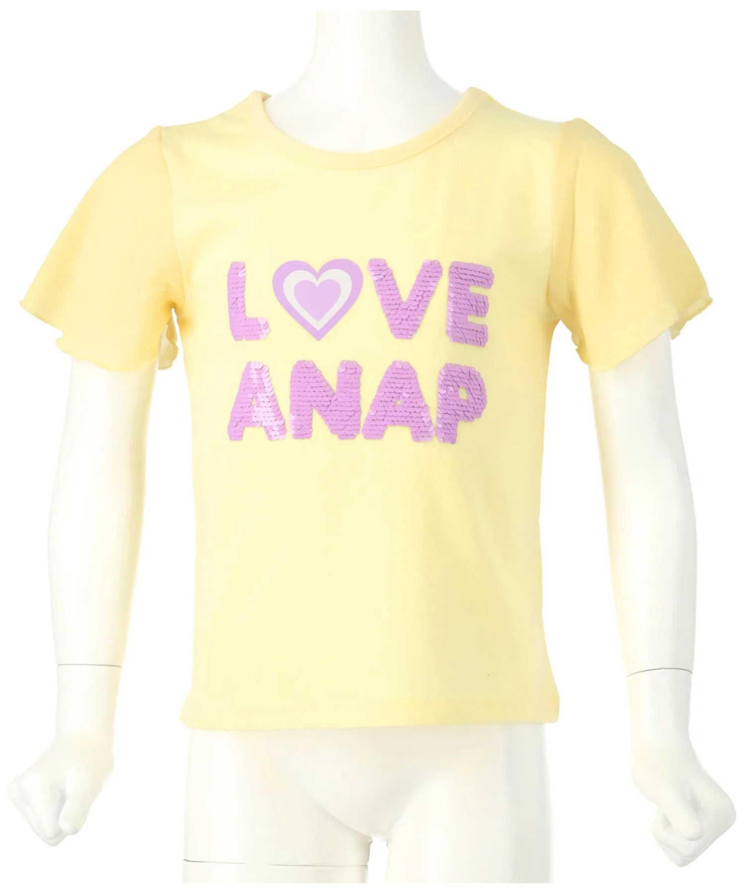 Детская футболка с пайетками и шифоновыми рукавами ANAP kids жёлтая