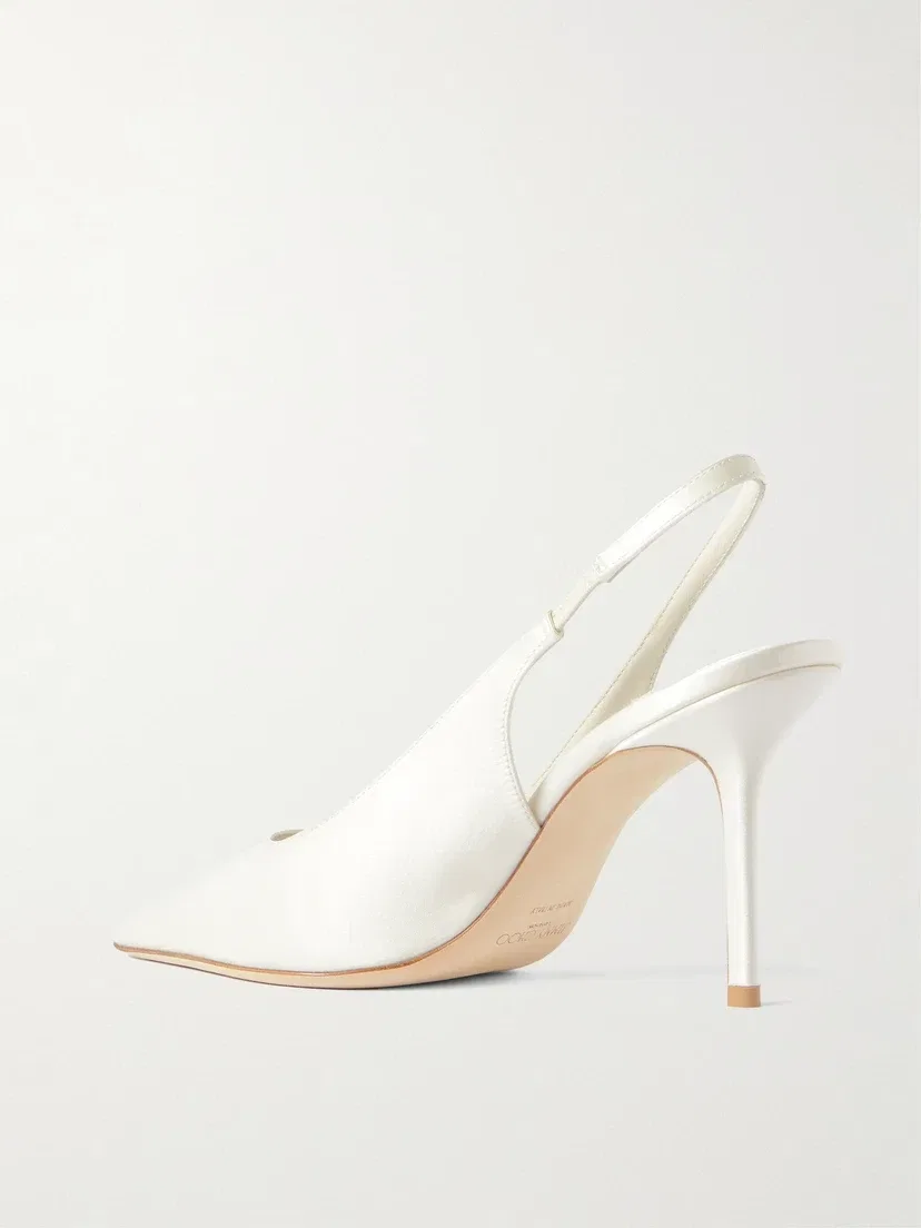 Туфли-лодочки Love 85 из атласа с ремешком сзади JIMMY CHOO, белый — фото 3