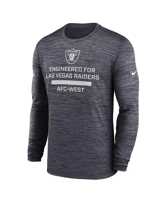 Мужская черная футболка с длинным рукавом Las Vegas Raiders Sideline Velocity Performance Nike — фото 2