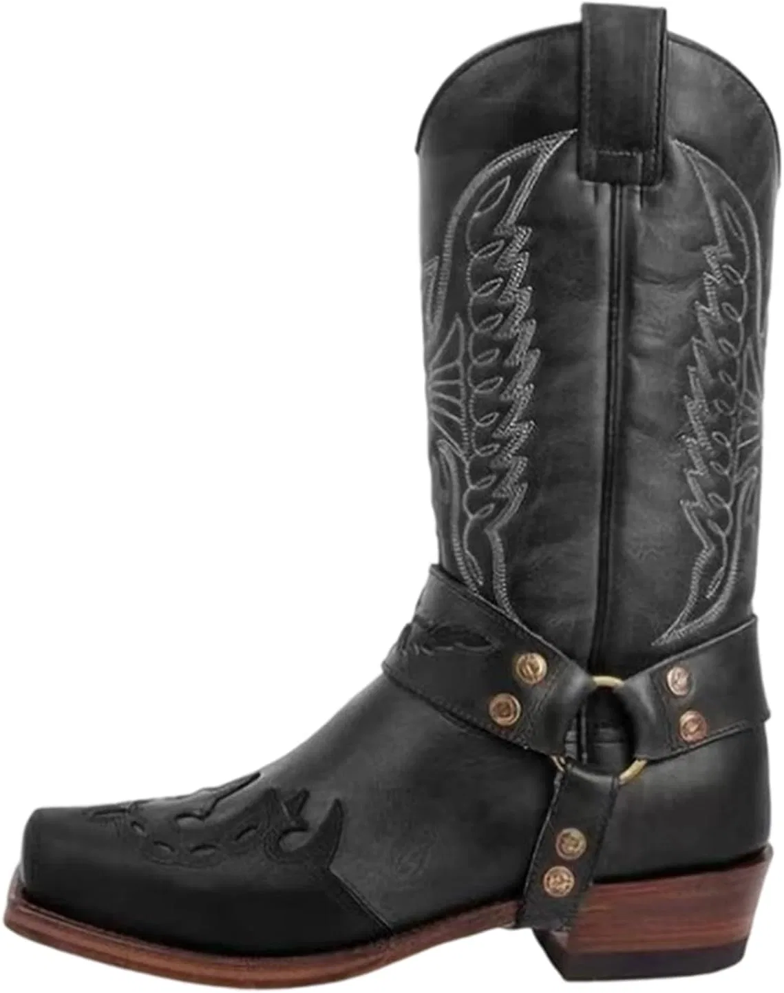 Generisch Westernstiefel Lederstiefel Cowboy Stiefel Trachtenschuhe Western Stiefeletten Ковбойские ботинки Reitstiefel Klassisch Cow Boy Retro, 01 Black