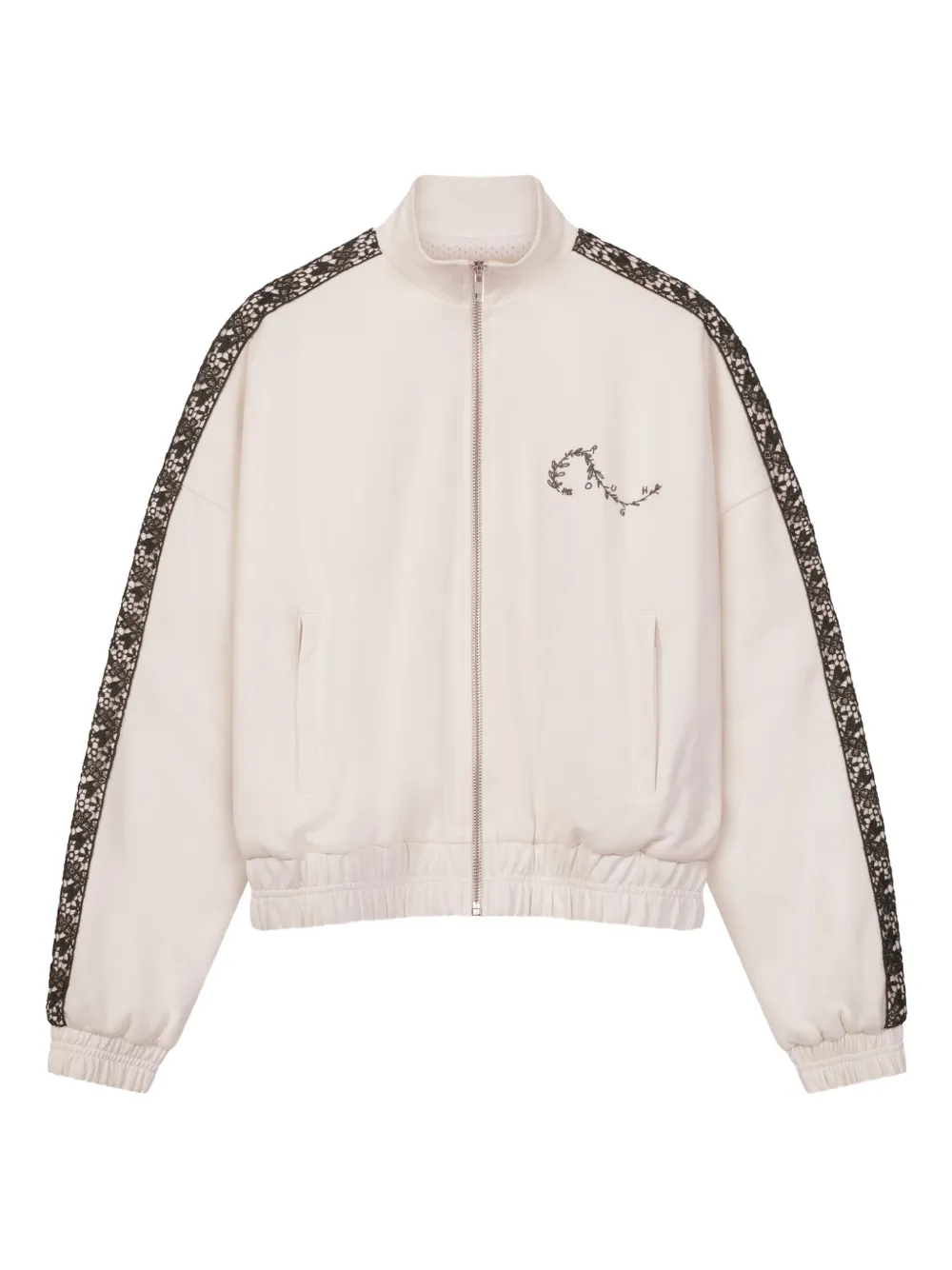 

Спортивная куртка с кружевными вставками и вышивкой ROUGH., белый