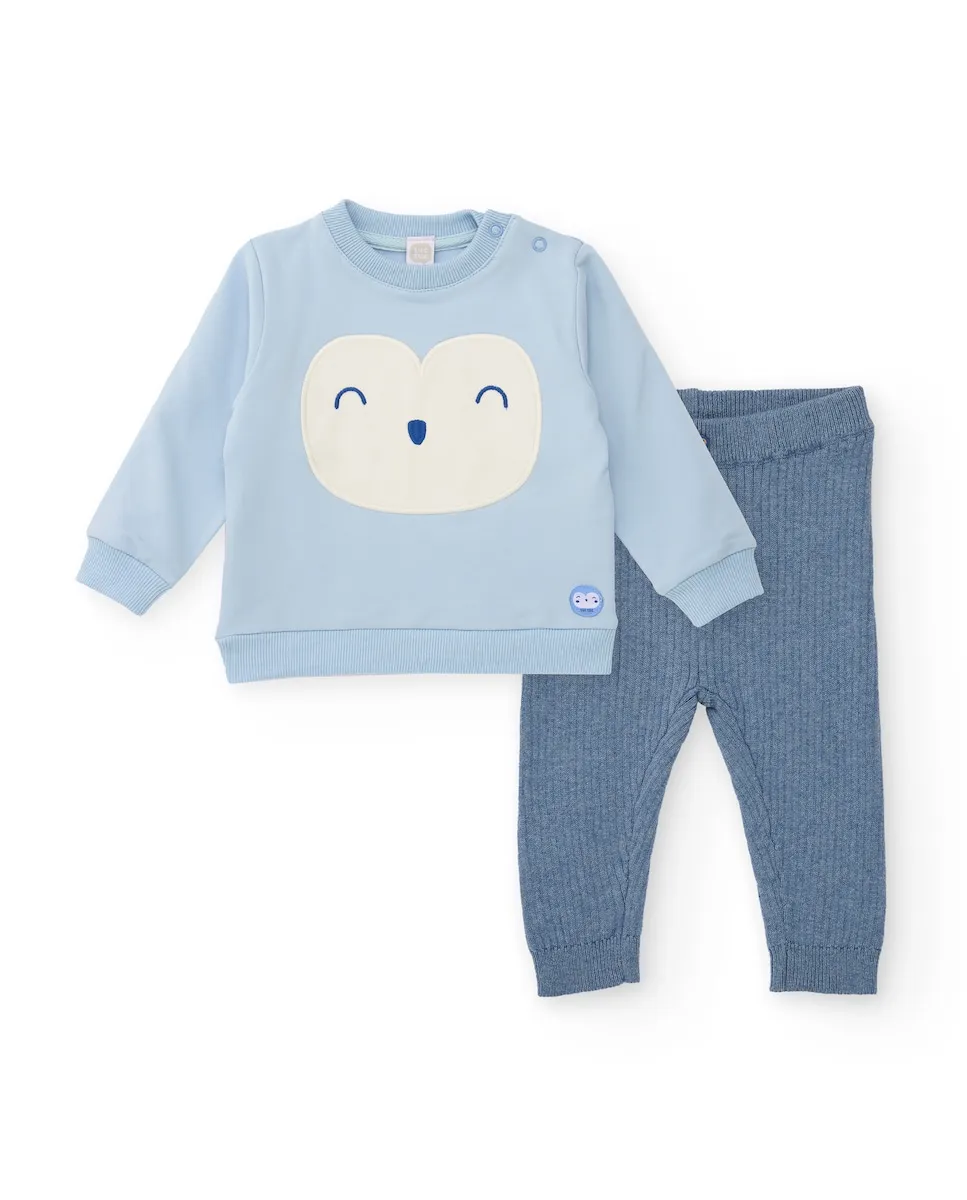 

Комплект для малышей толстовка и штаны голубого цвета с рисунком животного Tuc tuc