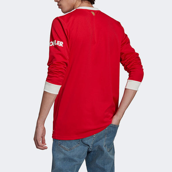 Футболка manchester united 21 22 домашняя футболка с длинным рукавом Adidas, красный — фото 4