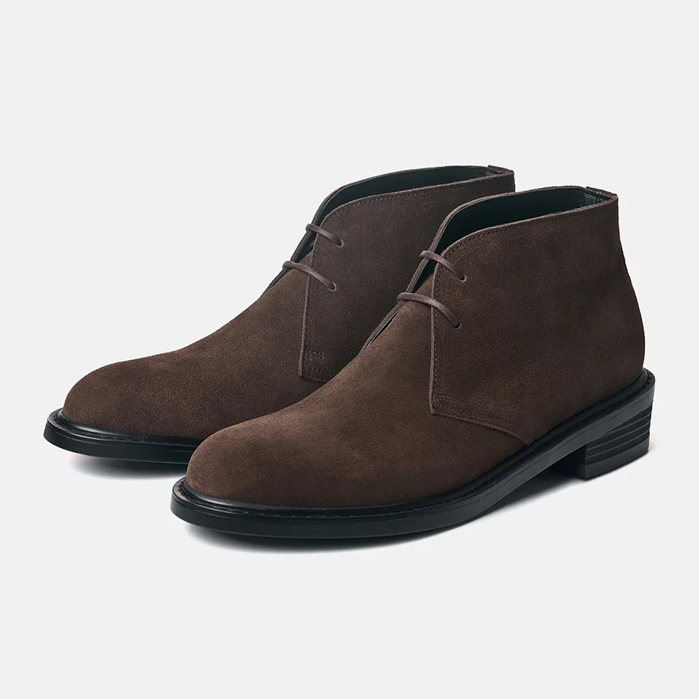 Мужские замшевые ботильоны Tobacco Ankle Chukka тёмно-коричневые на каблуке 4 см от Customade — фото 2