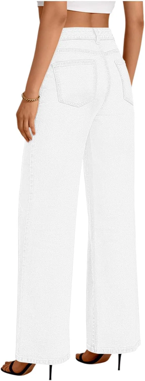 Джинсы женские с широкими штанинами, Womens Wide Leg Jeans, белый — фото 4