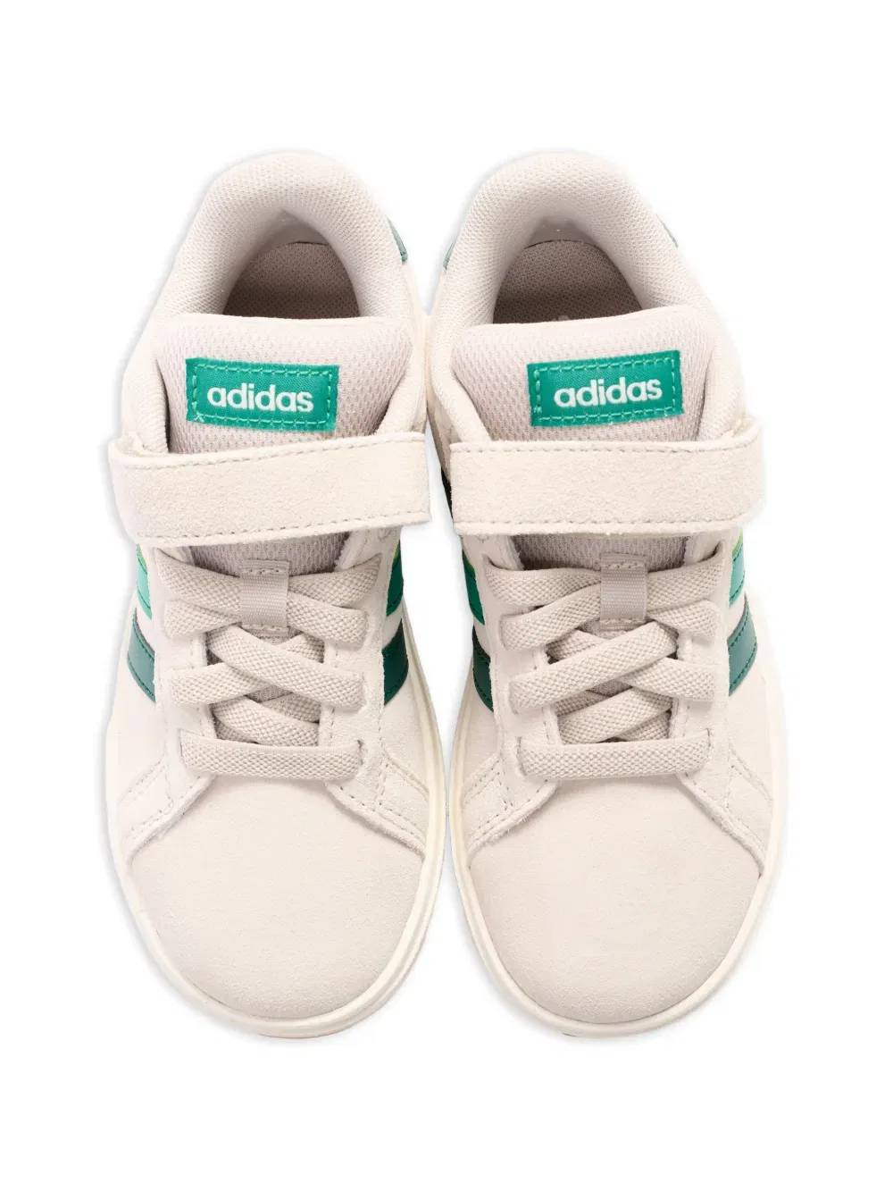 Кроссовки из кожи в полоску с ремешком на липучке Adidas Kids, нейтральный — фото 4