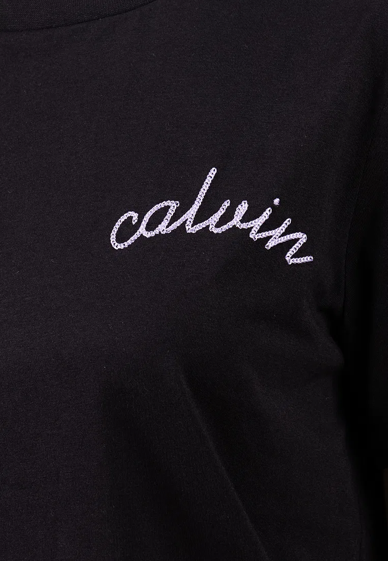 Футболка с вышивкой, классическая, белая Calvin Klein — фото 3
