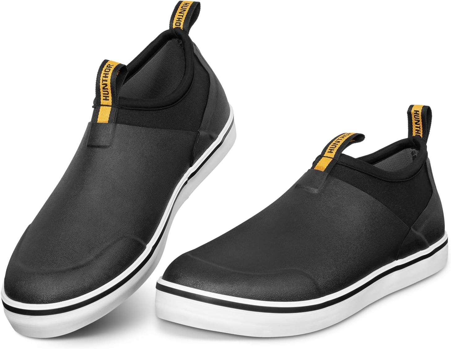 

Топсайдеры водонепроницаемые резиновые ботинки с нескользящей подошвой, для рыбалки, лодок, садоводства, прогулок - для мужчин Hunthor, черный