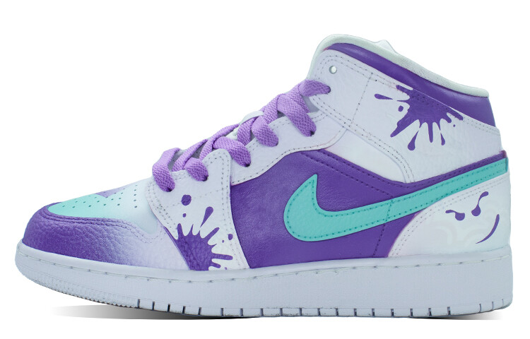 

Кроссовки Air Jordan 1 Vintage Basketball Shoes Men Mid-top White/purple/cyan, фиолетовый