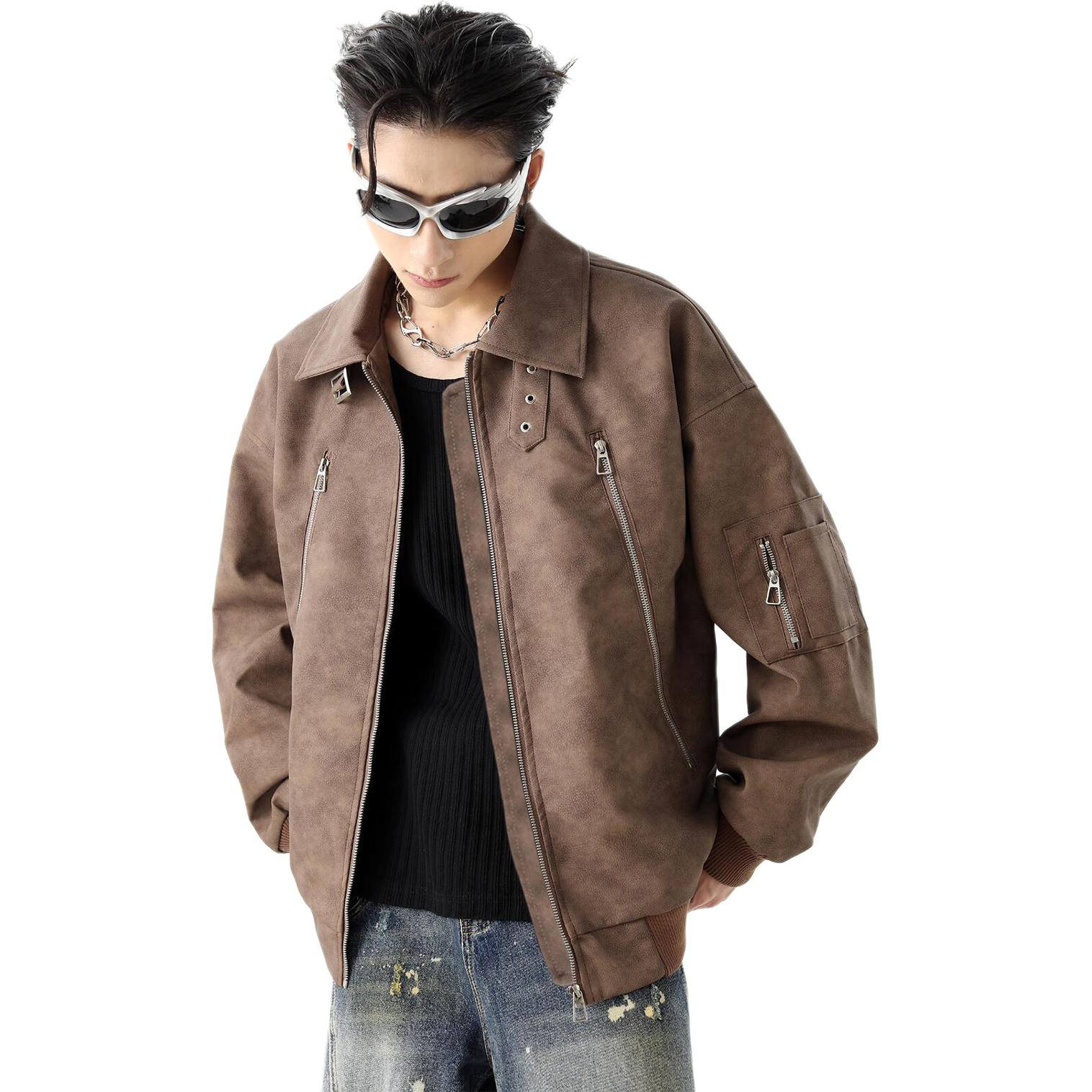 

Кожаная куртка Unisex NEVER RULE, коричневый