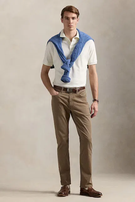 Поло бежевое slim fit Polo Ralph Lauren — фото 3