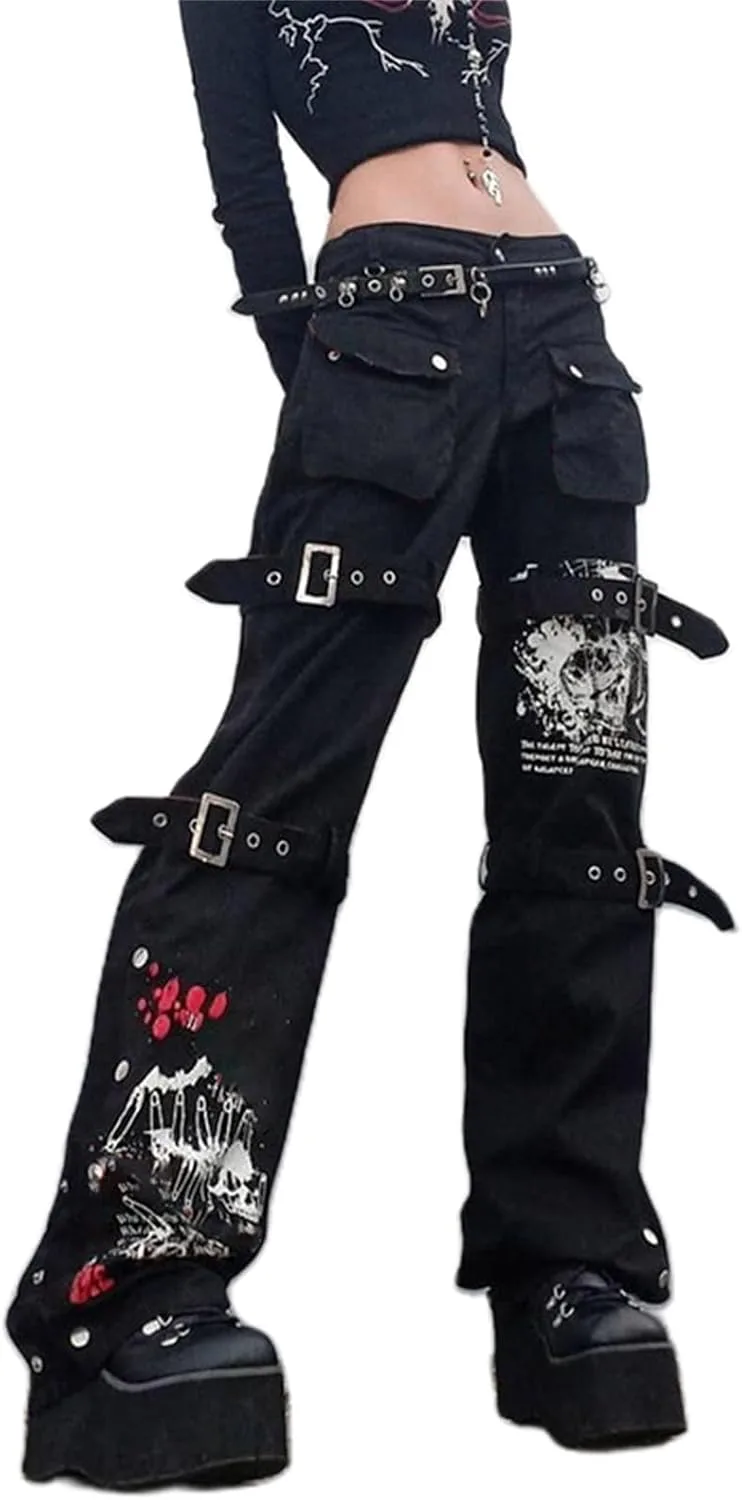 

Женские карго-штаны Y2K в стиле панк с молнией Thopavenoir