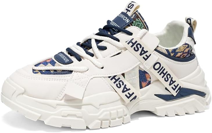 

Мужские ретро кроссовки с круглым носком и шнуровкой, с толстой подошвой, противоскользящие и легкие, средней высоты, подходят для ежедневной ходьбы и бега Igzbibg, белый