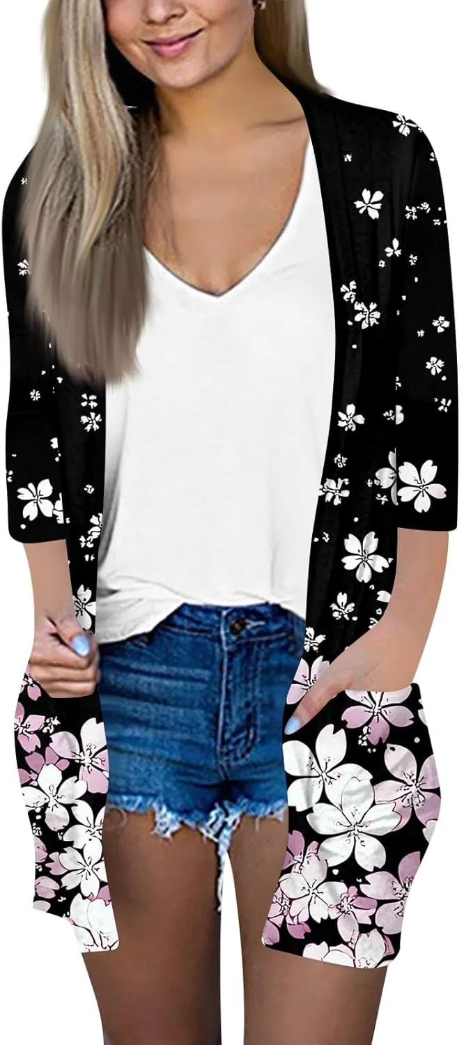 

Кардиган женский короткий с принтом, легкий, plus size FlekmanArt