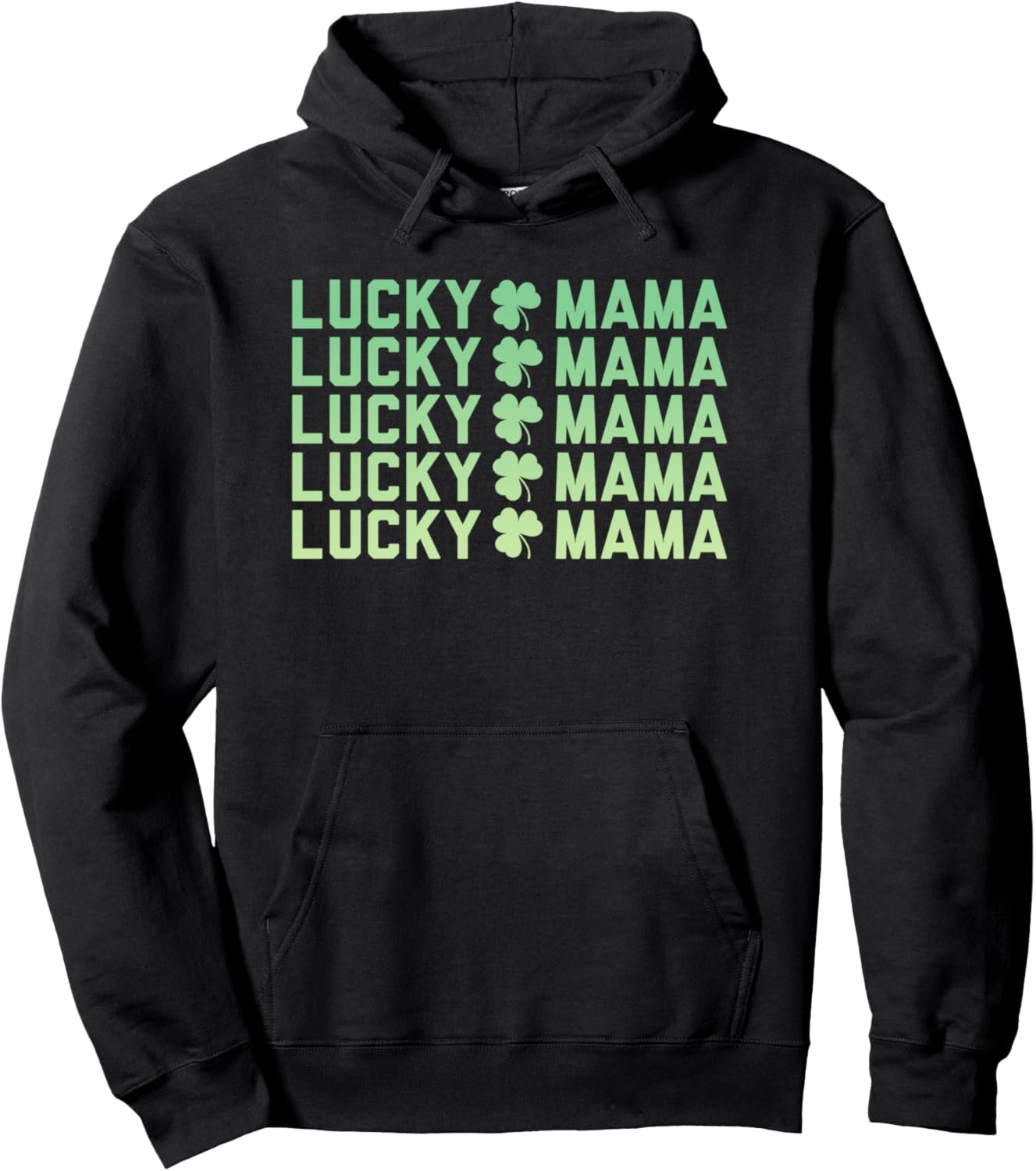

Худи Lucky Mama Word Stack Green Shamrocks, черное Trendy Apparel