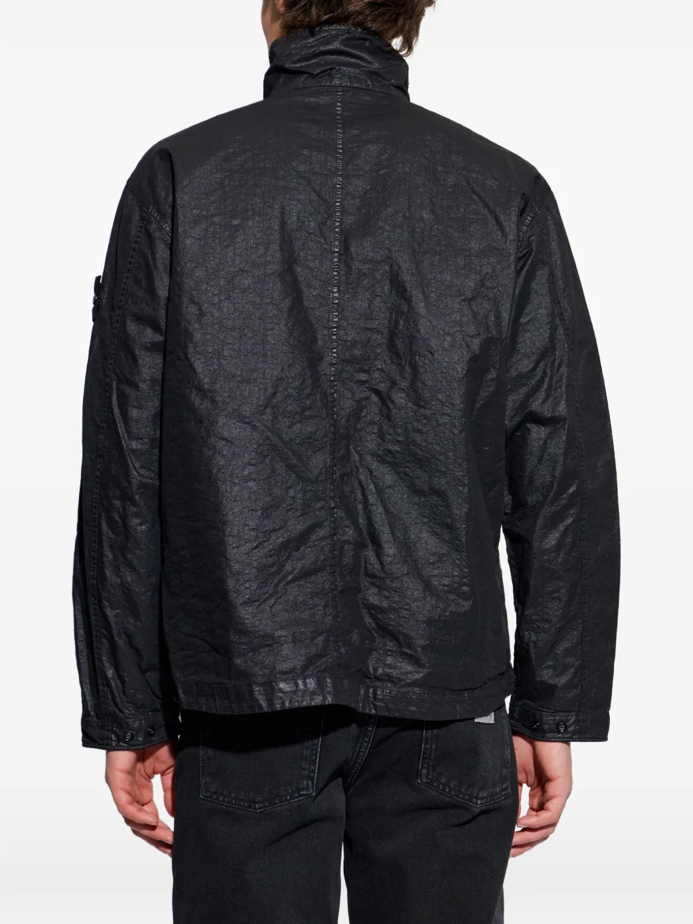 Куртка с карманом и полузастежкой на молнии Stone Island, черный — фото 4