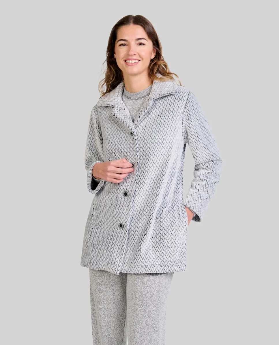 

Женский короткий халат из жаккардовой саржи Lohe, серый