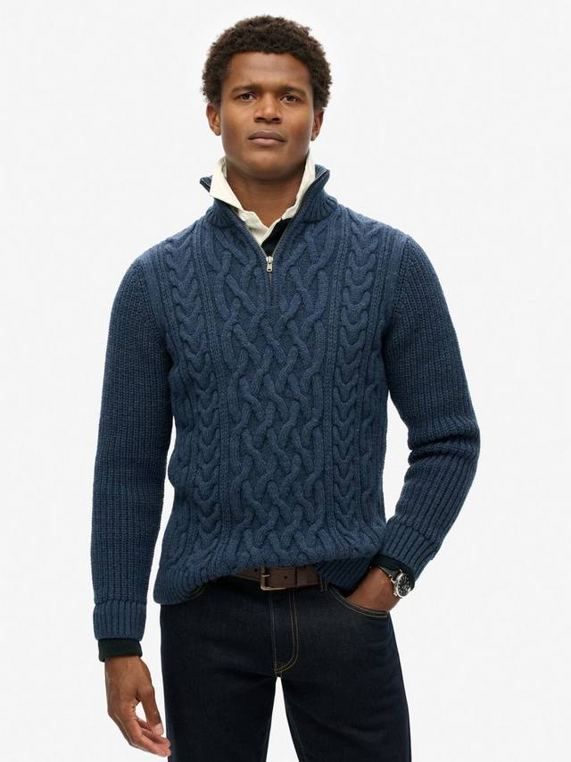 

Полузастегивающийся джемпер с косой вязкой Superdry