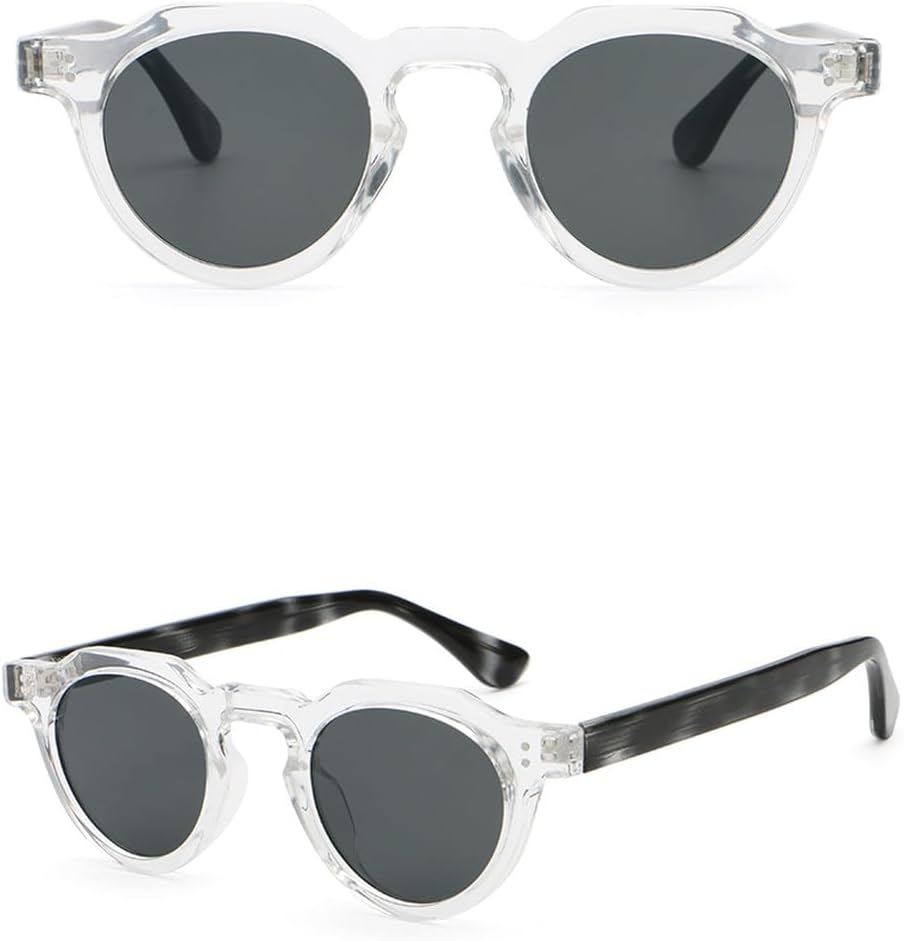 

Солнцезащитные очки в стиле ретро 2027 года, защита от УФ-излучения UV400, мужские, унисекс, круглые, для женщин, аксессуары, мужские, из ацетата MTZJH, Clear Pattern Grey