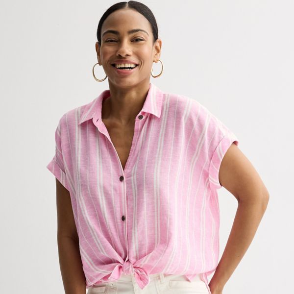 

Маленькая кемпинговая рубашка Sonoma Goods For Life, цвет pink white stripe