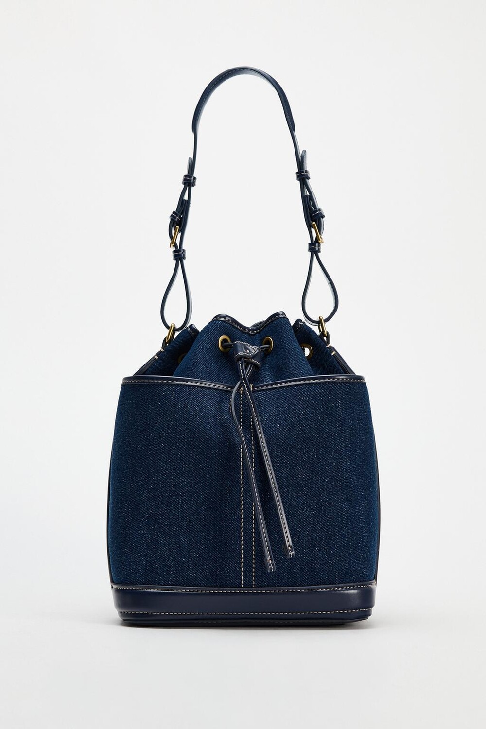 

Сумка-мешок из джинсовой ткани макси со сборками ZARA, деним синий