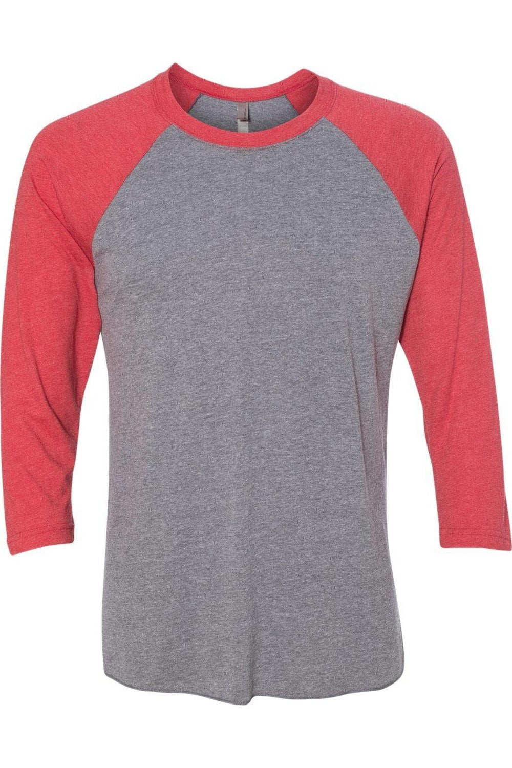 

Футболка унисекс Triblend с рукавами реглан три четверти Next Level, цвет vintage red sleeves/ premium heather body