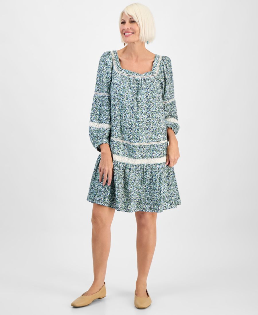 

Небольшое кружевное платье с цветочным узором Style & Co, Vines Palamino