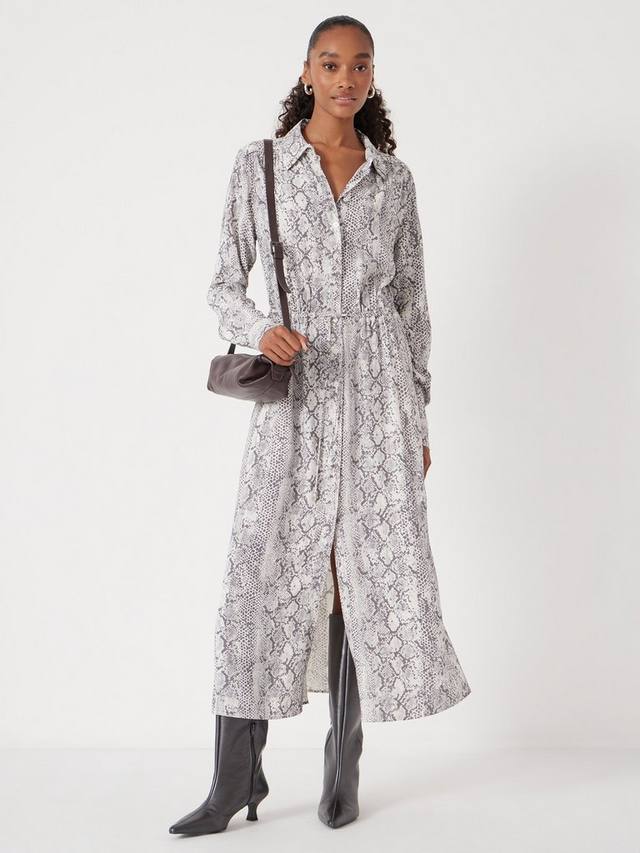 

Платье-рубашка с принтом "змеиная кожа" в розовом цвете HUSH, Grey