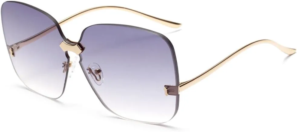 

Роскошные квадратные женские солнцезащитные очки, большие безободковые женские очки, солнцезащитные очки для мужчин с градиентными линзами LXLHWN, Gradient Grey